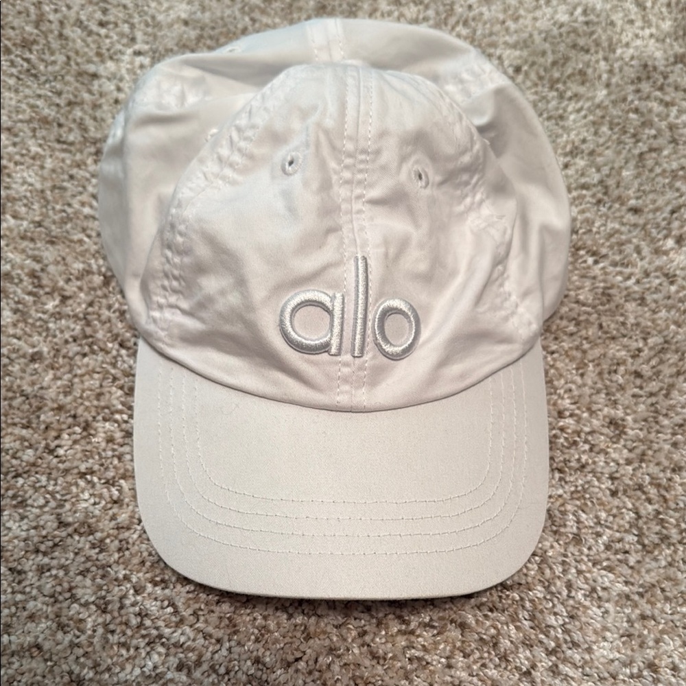 ALO White Cream Curved Brim Hat